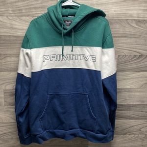 Primitive Levels Green, white, and navy Colorblock hoodie